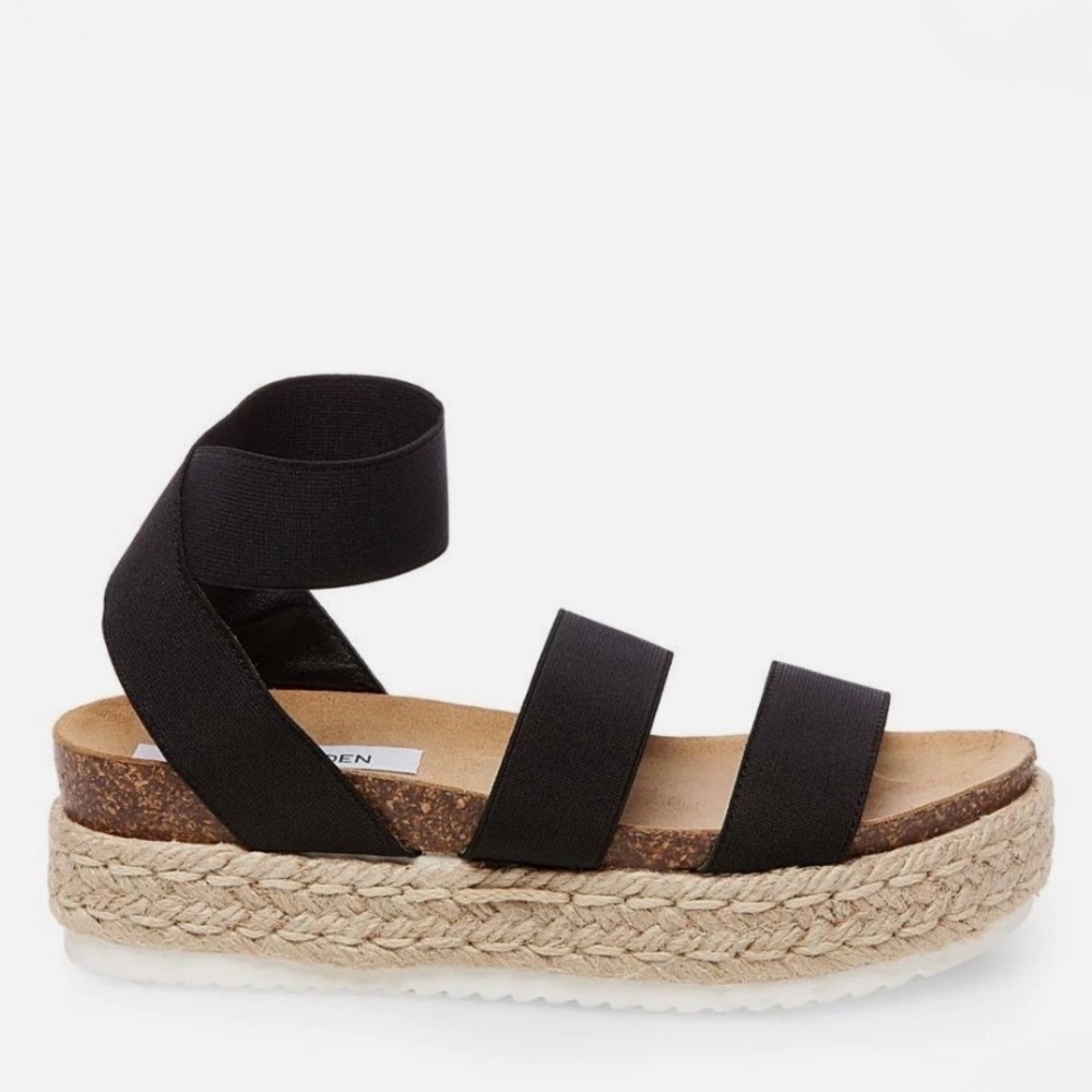 Steve Madden Womens Kimmie Sandals Flatform Espadrilles Size 8.5 Black